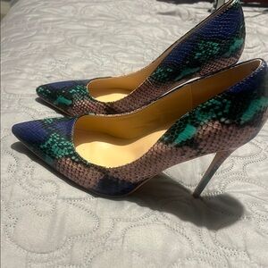 Multicolor Snakeskin Pattern Women's Heels